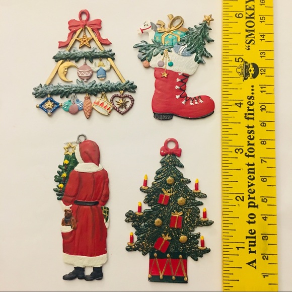 Hand Painted Enamel On Pewter Christmas Ornament Lot - Picture 2 of 3